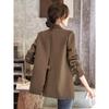 New Spring and Autumn Women's Clothing Ol Brown Suit Outwear Casual Elegant Loose Design Fancy Retro Suit
