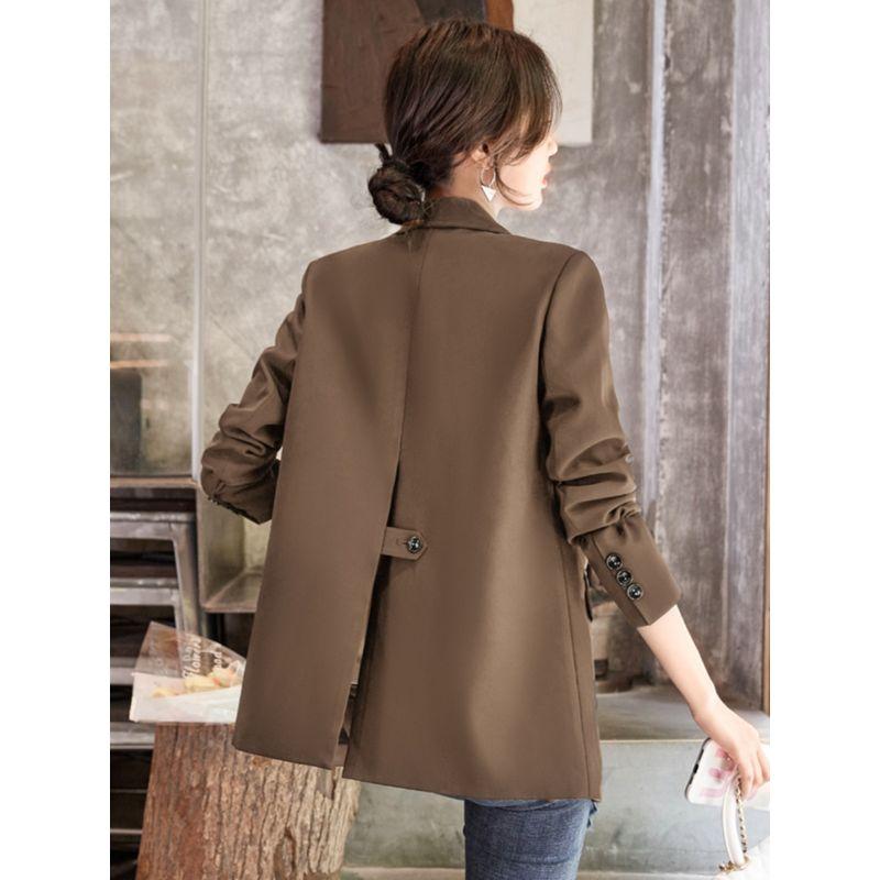 New Spring and Autumn Women's Clothing Ol Brown Suit Outwear Casual Elegant Loose Design Fancy Retro Suit