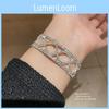 Geometric Silver Open Cuff Bracelet With Rhinestones For Fashionable Office Wear