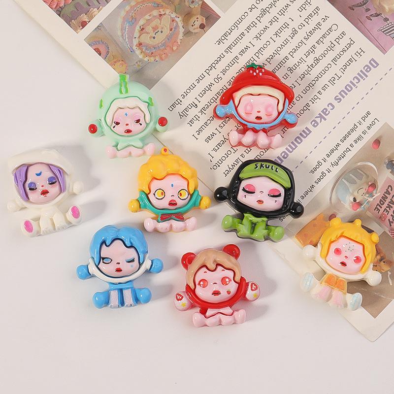 Cartoon Girl Resin Accessories: Cute Sitting Pose DIY Phone Case, Keychain, and Headwear Components