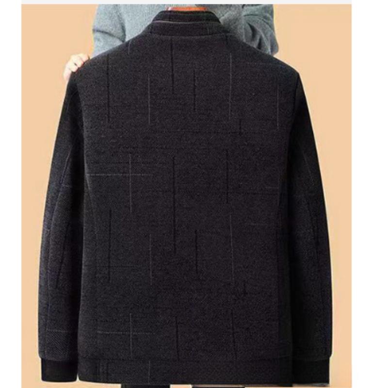 Winter Jacket Men's Plus Velvet Thickened Stand-up Collar Jacket Men's Dad Wear Loose Casual Warm Top Zipper