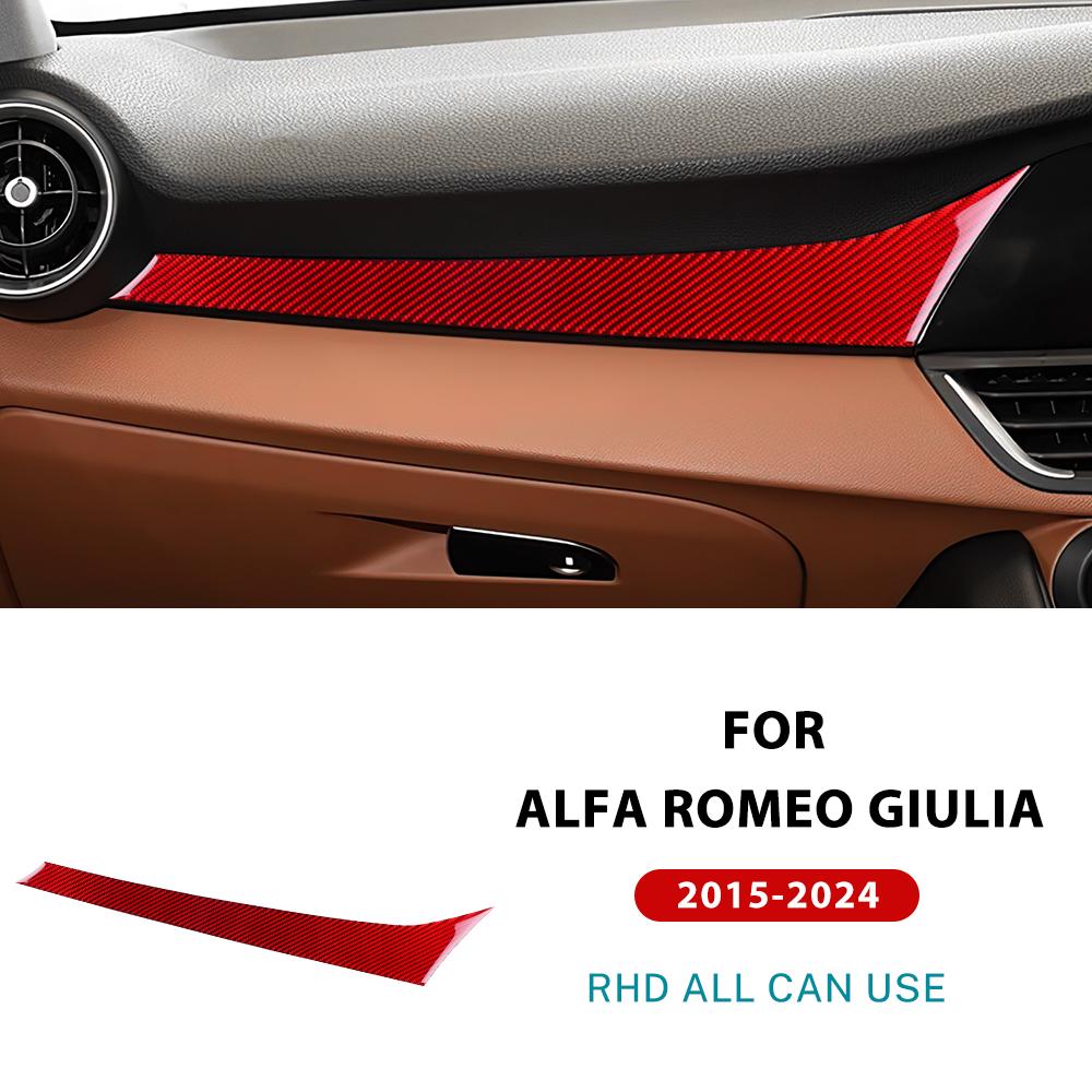 Carbon Fiber Modified For Alfa Romeo Giulia 15-25 Car Center Console Dashboard Co-pilot Panel Trim Stickers Interior Accessories