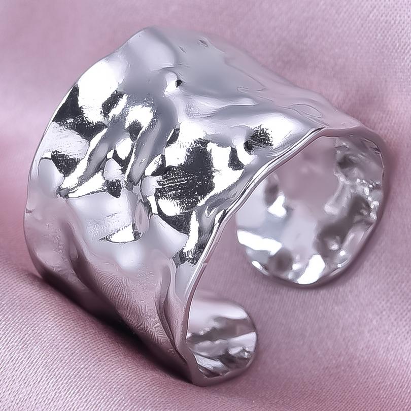 Chunky Unevenness Wide Ring Open Stainless Steel Rings For Women Men Accessories Indian Jewelry Vintage Finger Bague Femme Gift