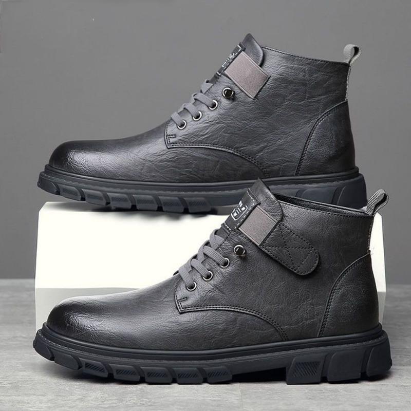 Leather cotton shoes Martin boots men's high-top winter velvet thermal leather shoes men's leather cotton shoes casual cowhide boots