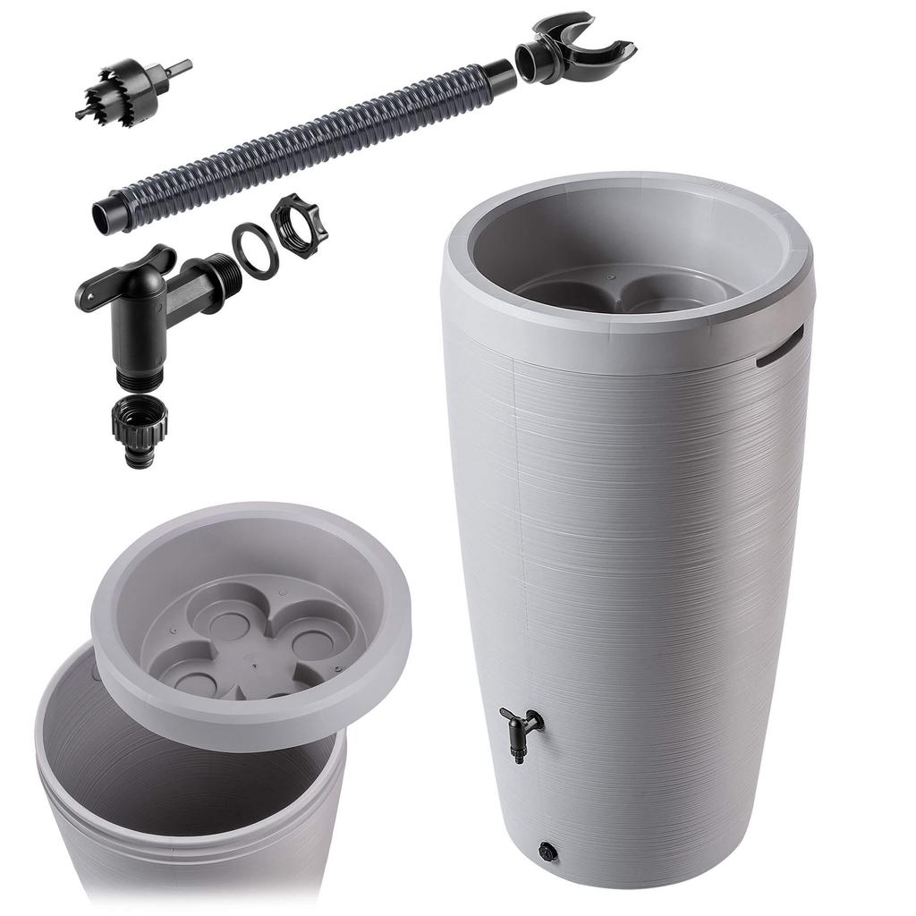 KADAX Réservoir d'Eau de Pluie 240L Avec Kit de Raccordement Terre Cuite Lisse