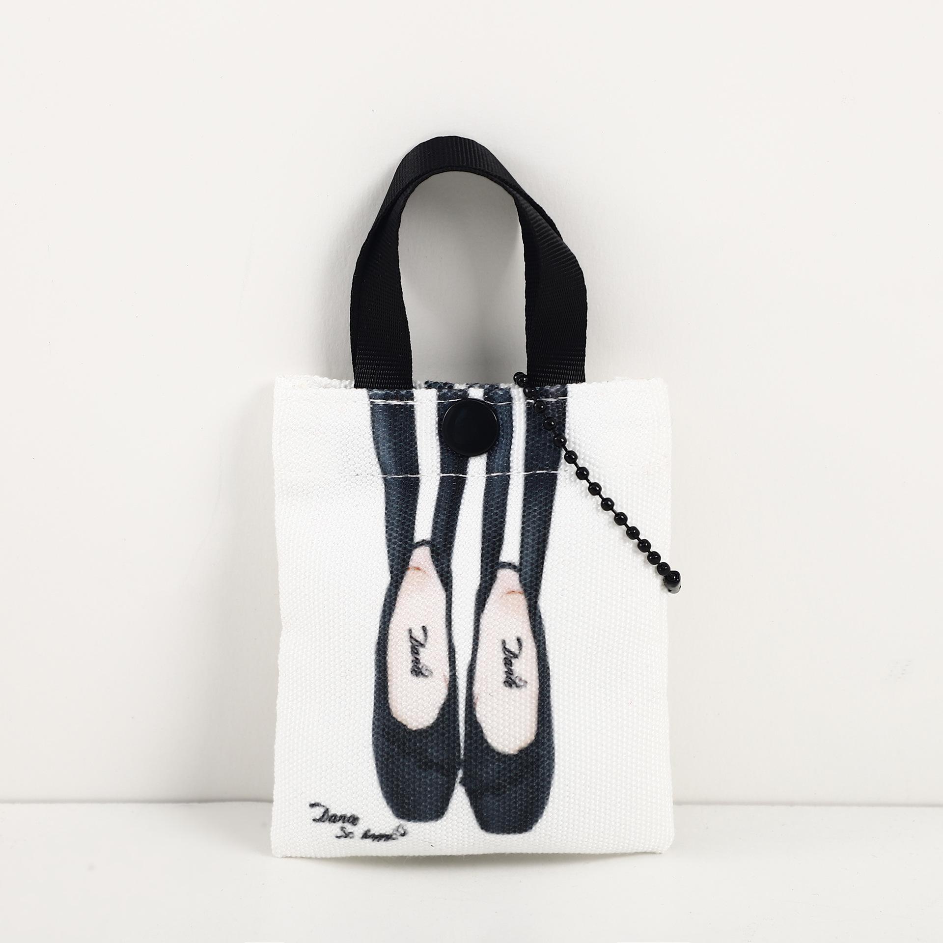 

Мини-холщовая сумка для хранения наушников и мелких предметов в балетном стиле с подвеской