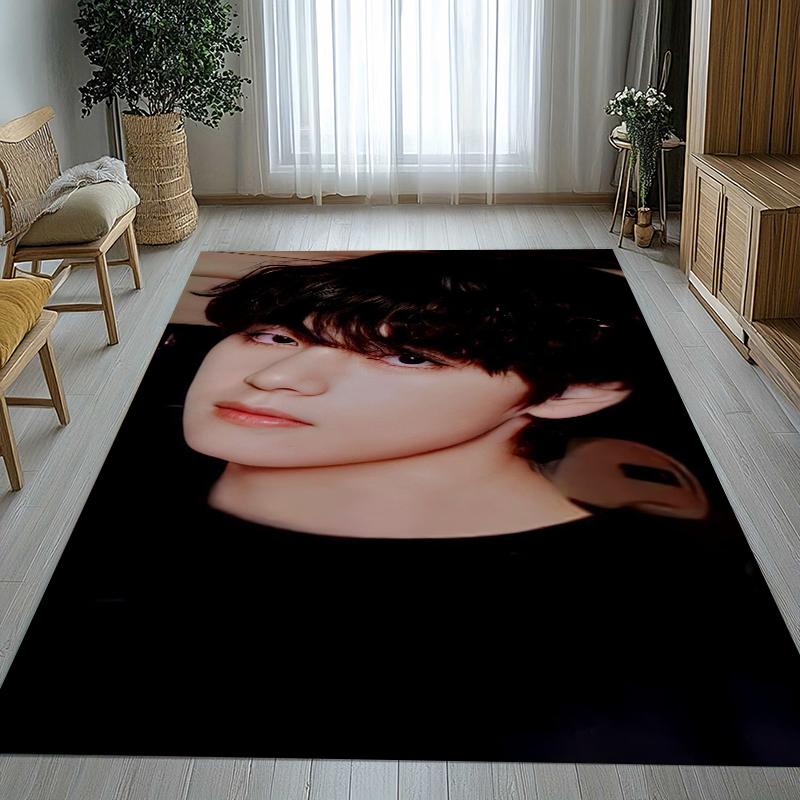 Kim Tae Hyung V Kpop B-BTS Living Room Non-Slip Area Rug Soft Carpet for Bedroom Kids Playroom Sofa,Home Decor Doormat Gift