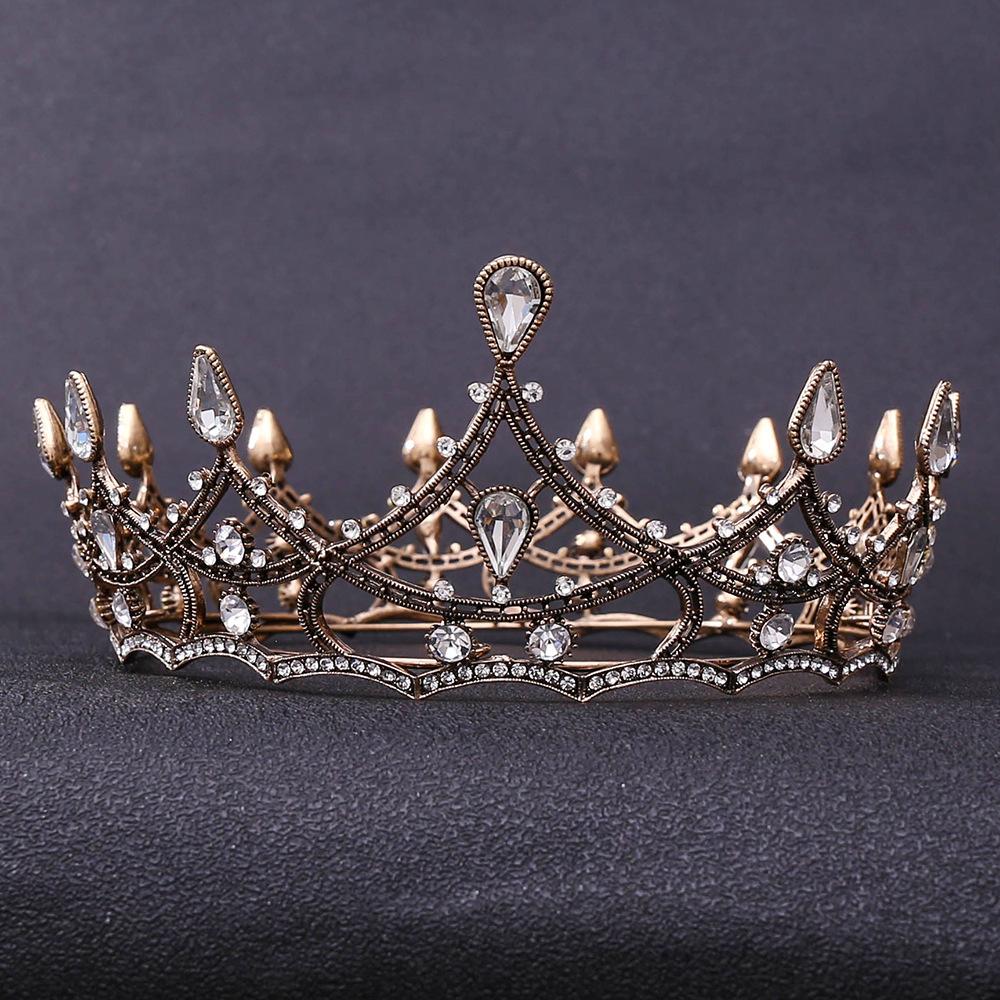 Halloween Party Fairytale Kingdom Happy Wedding Retro Color Crystal Rhinestone Tiaras Coronas Bride Wedding Crown for Bride