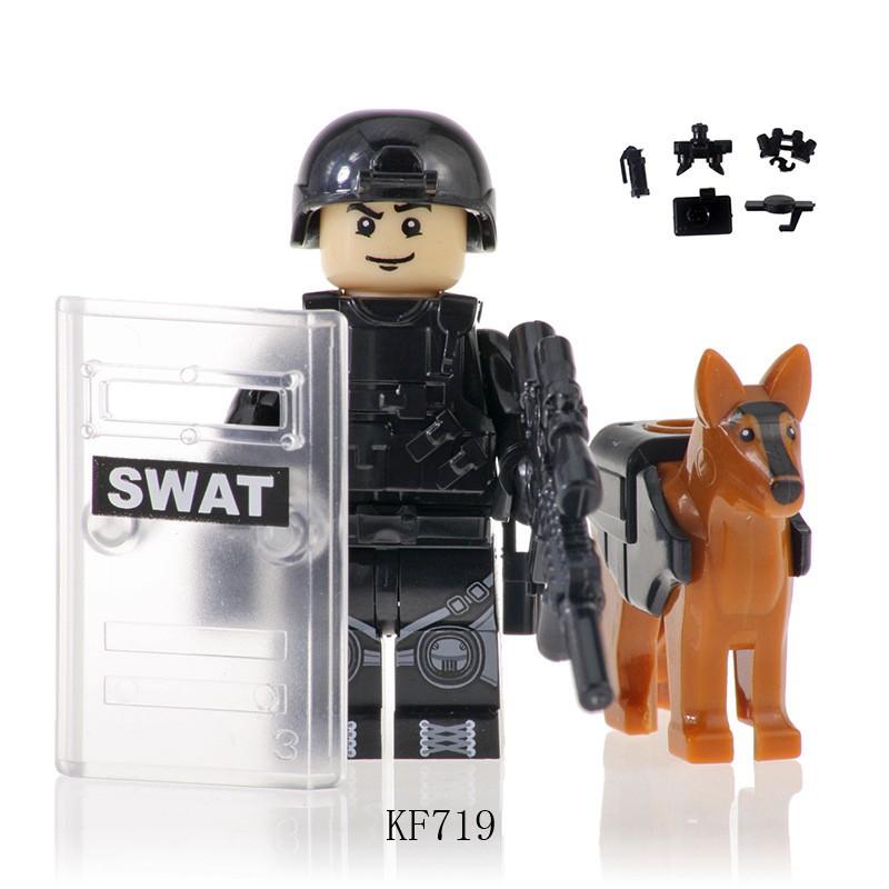 Compatible Military Special Forces Soldiers Police Minifigures Weapons Model Building Blocks Ww2 Kids Toys Gifts
