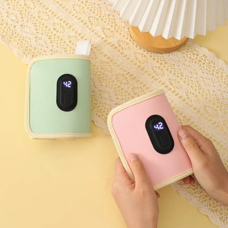 1/2pcsThermostatic bottle insulation cover for outdoor use portable milk heating and warming cover digital display USB universal