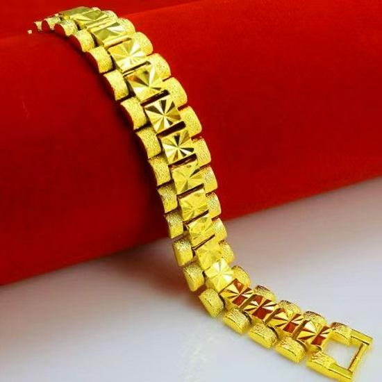 Gold Carved Flower Bracelet: Versatile, Classic & Wide Edge Design for Men & Women