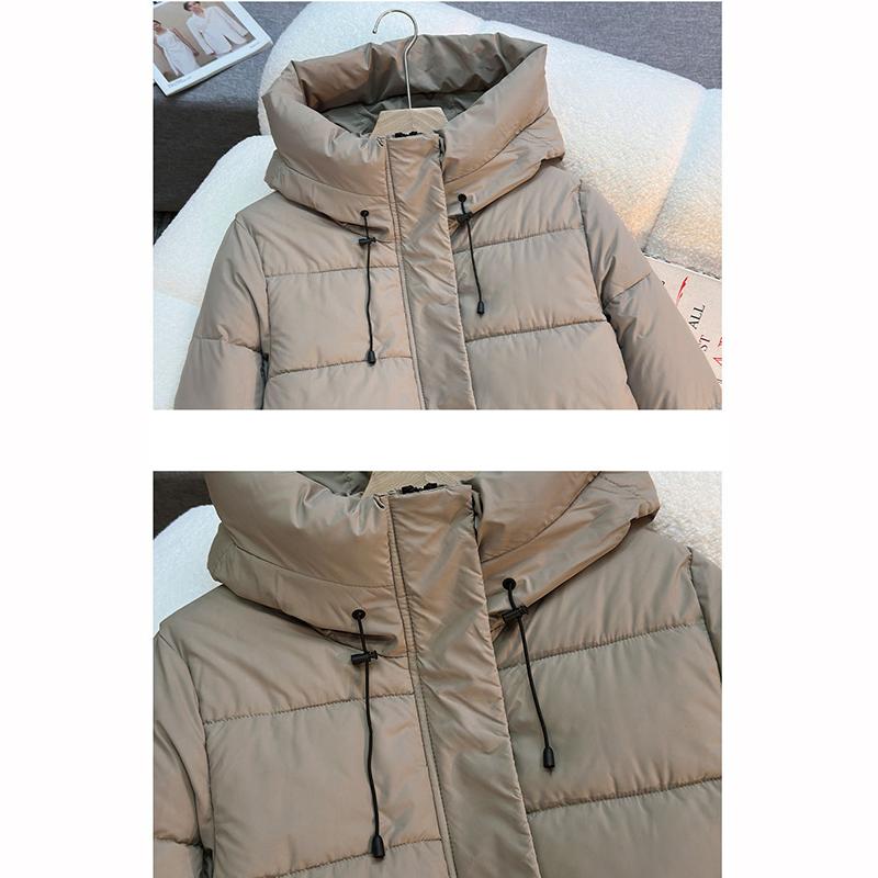 Padded Women's Mid Length Hooded Thick Jackets