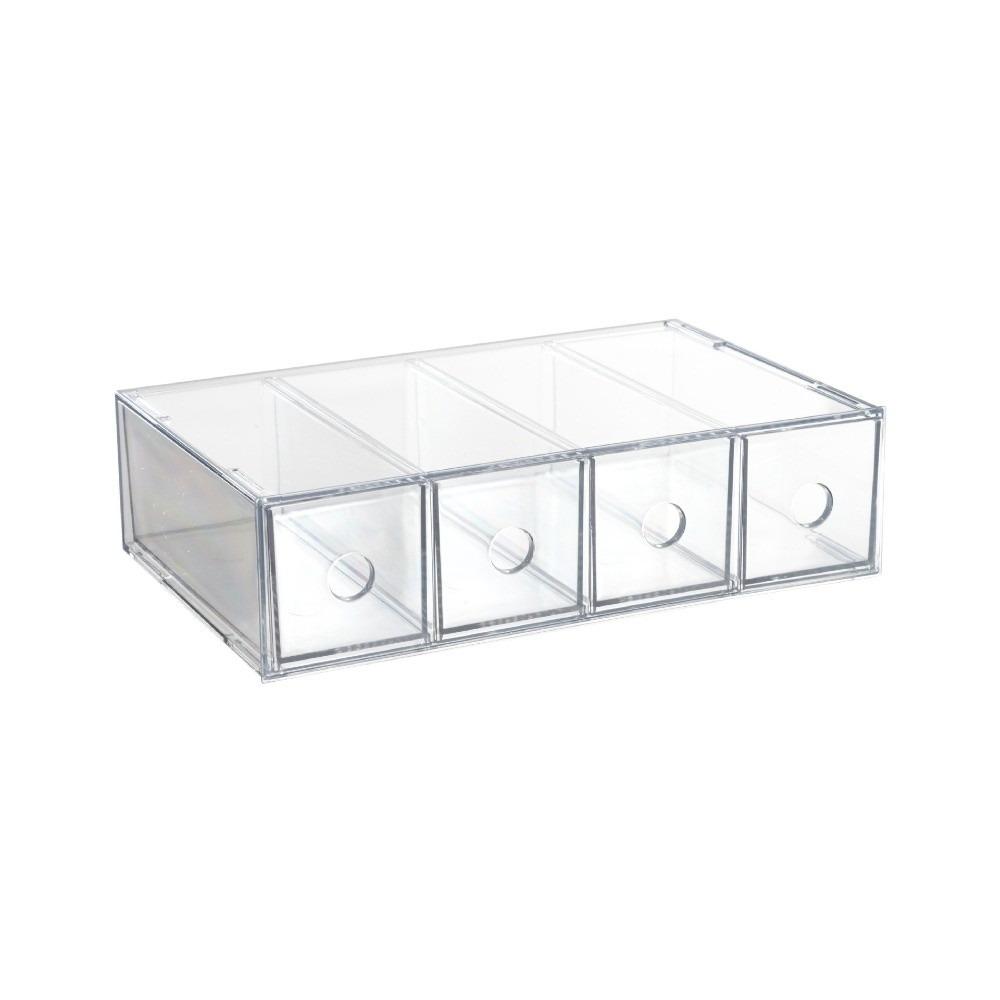 Stackable Stationery Storage Box Clear Pencil Holder Plastic Drawer Organizer  for Glasses Storage