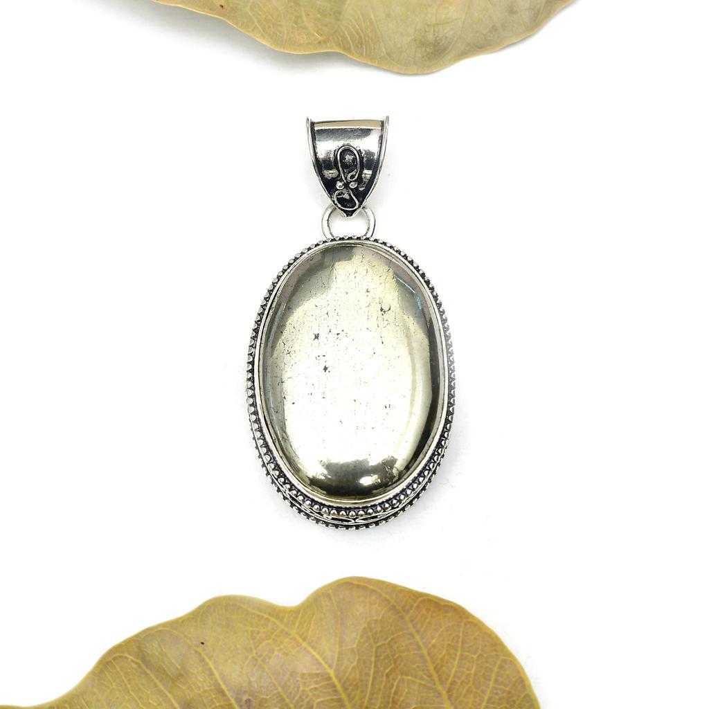 Golden Pyrite Gemstone Pendant Gemstone : 925 Sterling Silver Handmade Jewelry Pendant