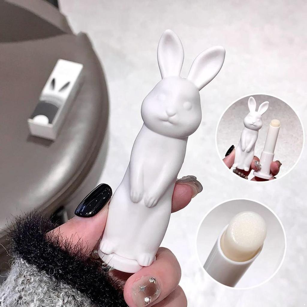 1 Stück Hasenförmiger Lippenbalsam für Frauen Ultra Glatte Textur Nicht Fettend Tägliche Feuchtigkeitspflege Nährende Lippenpflege Niedliches Tierdesign Lippenpomade für Trockene Lippen