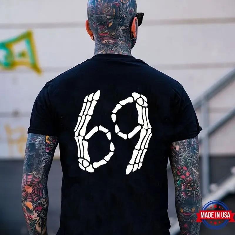 Bone Hands with 69 Gesture Graphic Black Print Unisex T-Shirt XXXL
