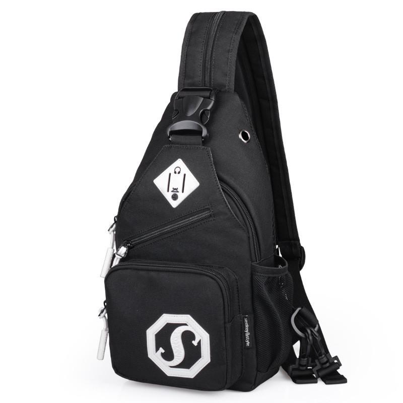 Módní Odolná Oxford Látka USB Nabíjení Lehká Kabelka Crossbody Batoh