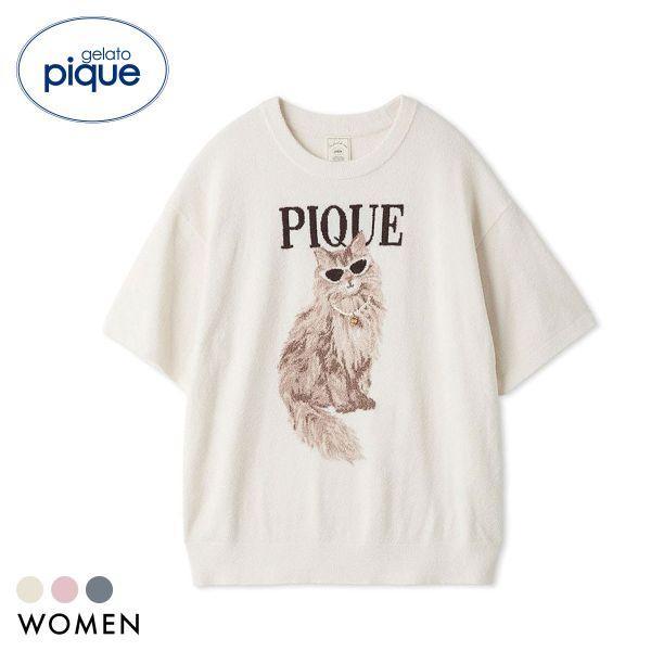 gelato pique ladies fashion CATS&DOGS jacquard pullover gelato pique pajamas room wear gelato pique