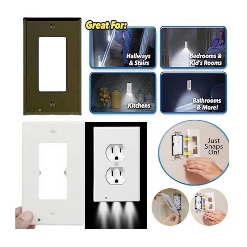 Cover Outlet Wall Socket Plate Sensor Led Night Light Coverplate Tools Plug