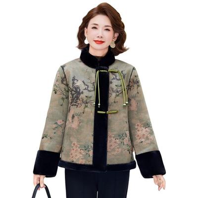 Fashion Retro Velvet Jacket Autumn and Winter New Clothing Temperament Warm Double-sided Cotton-padded Jacket Women