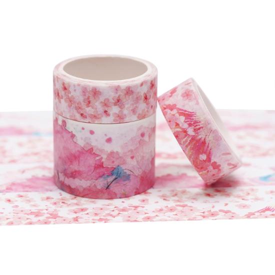 3 Rolls Washi Masking Tape, Japanese-Style Print, DIY Crafts Falling Cherry Blossoms