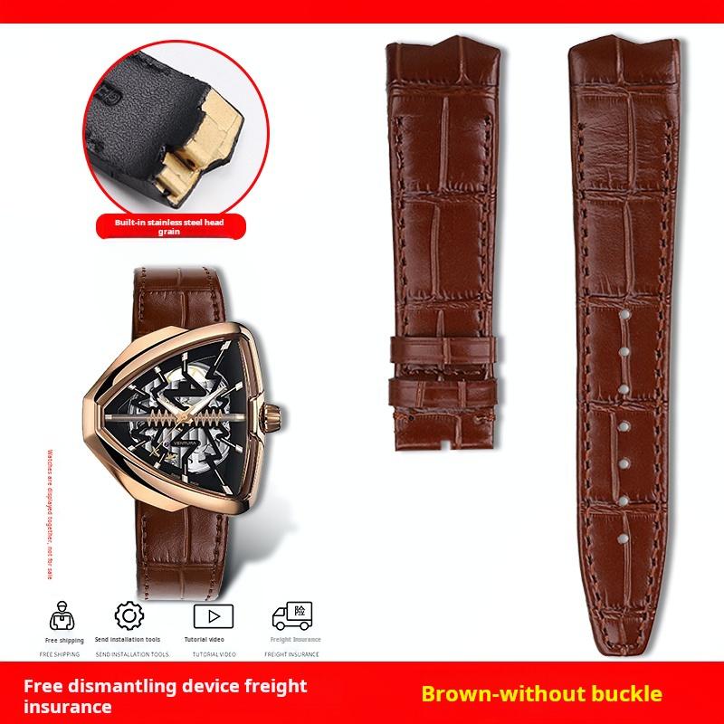 

For Hamilton VENTURA Presley 80th Anniversary H24535331/H24525331/H24585331 Leather strap Watch Band men s Black Brown Bracelet 21x18mm