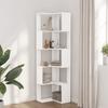 VidaXL Corner Bookcase with 5 Shelves White Engineered Wood, Corner Bookshelf, Corner Display Cabinet, Corner Cabinet 852582