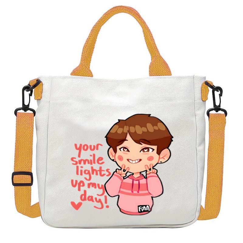 

Felix Kpop Band Super Star Printed Crossbody Bag Casual Canvas Shoulder Bags 23*23cm