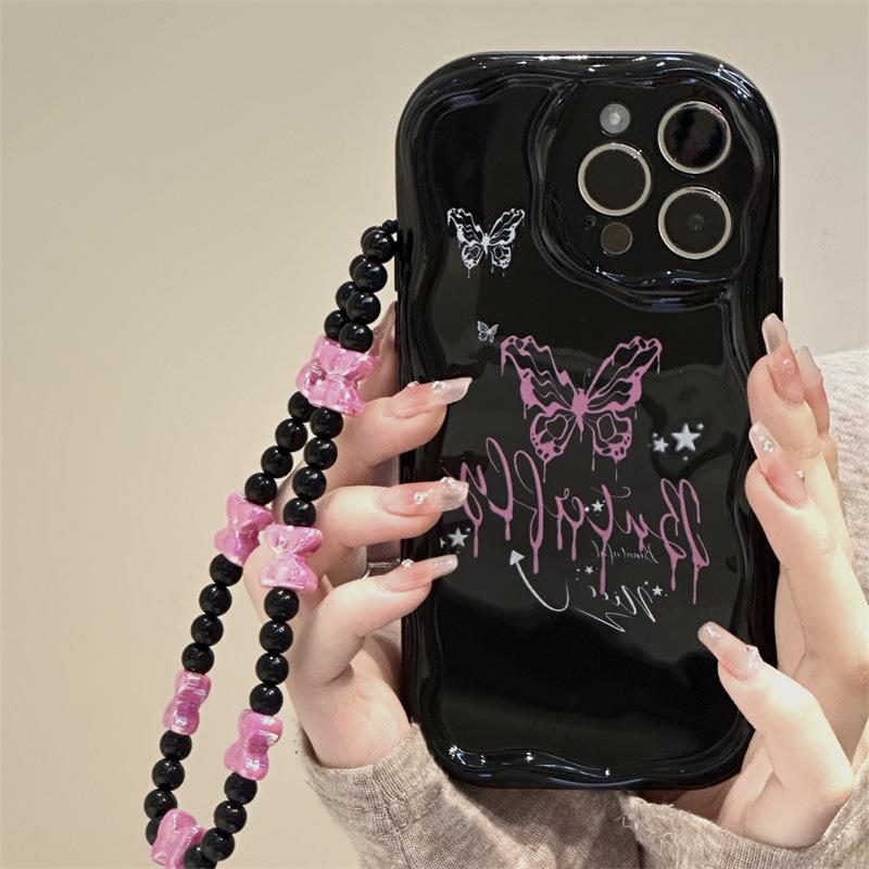 Zhitai Krémový vzor puzdro na telefón s retiazkou pre iPhone 15/14/12Pro/16Pro Max