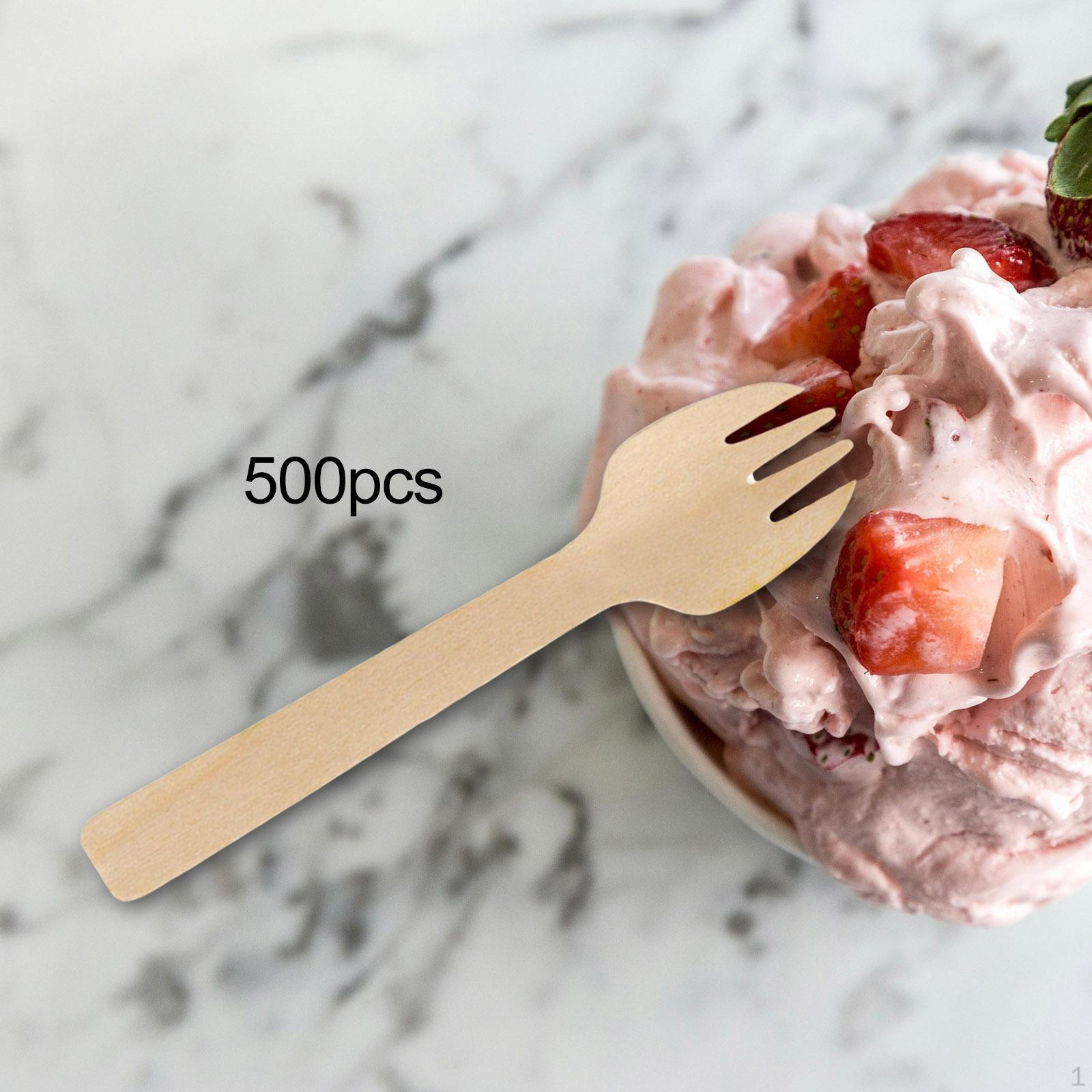 

500 шт. одноразовых деревянных ложек, столовых приборов, кухонных принадлежностей, биоразлагаемой посуды для