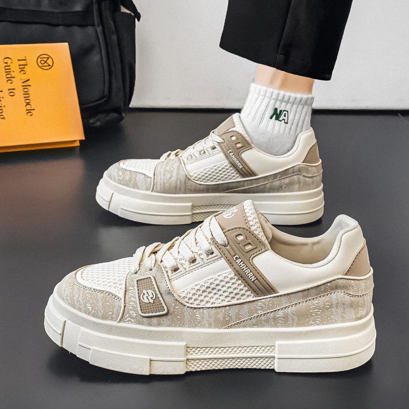 

Men Breathable Board Shoes Autumn New Fashion Lace Up Comfort Non Slip Sneakers Vintage Cross Strap Height Increase Casual Shoes 39 хакі