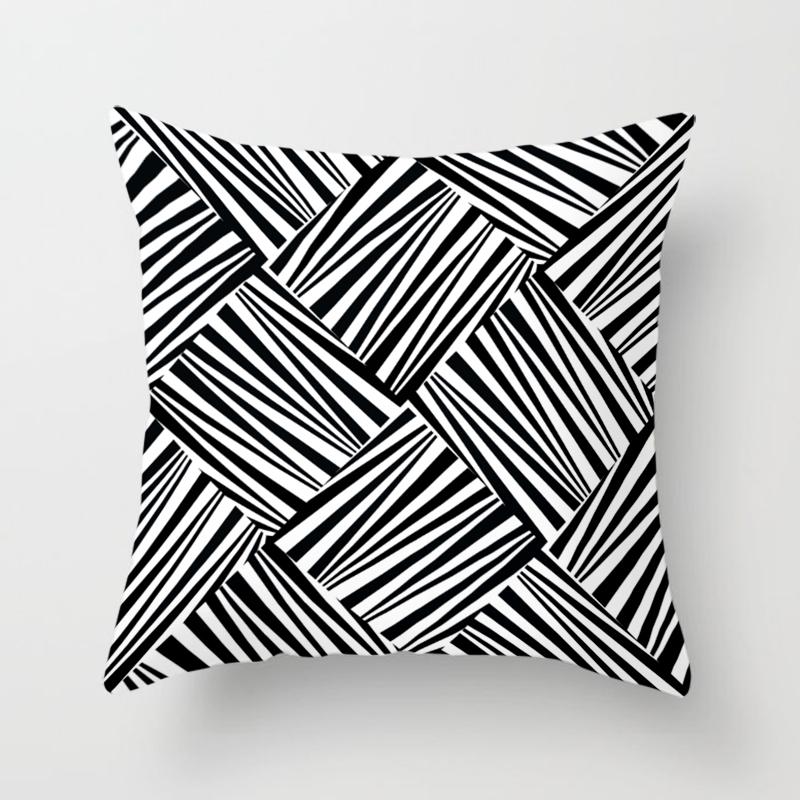 Black Geometric Square Pillowcase Printing Car Sofa Office Chair Pillowcase Simple Home Decoration