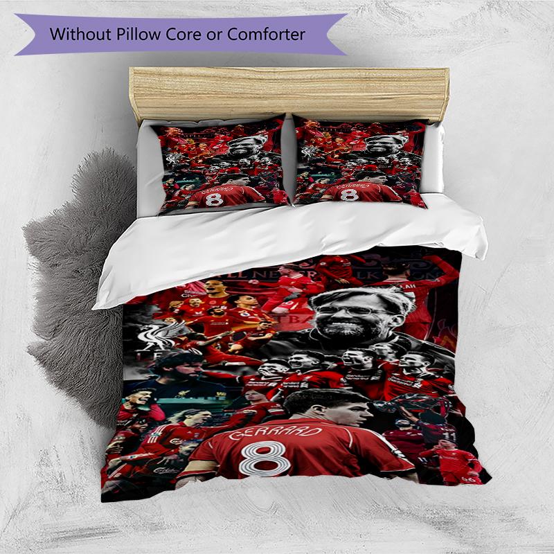 Set copripiumino 3 pezzi (1*Copripiumino + 2*Federe, Senza Nucleo),Set Biancheria da Letto con Stampa Liverpool F.C, Decorazione Camera da Letto, Per Tutte le Stagioni, Regalo di Compleanno