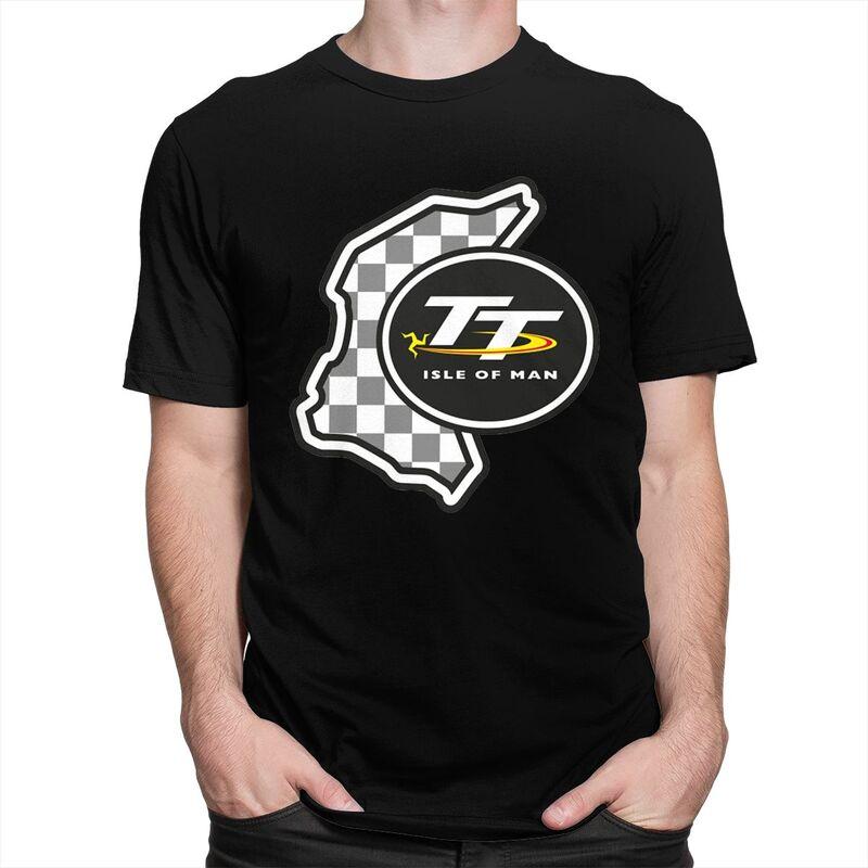 Niestandardowa koszulka Isle of Man TT dla mężczyzn z krótkim rękawem Modna koszulka z wyścigami motocyklowymi Czysta bawełna T-shirty Prezent