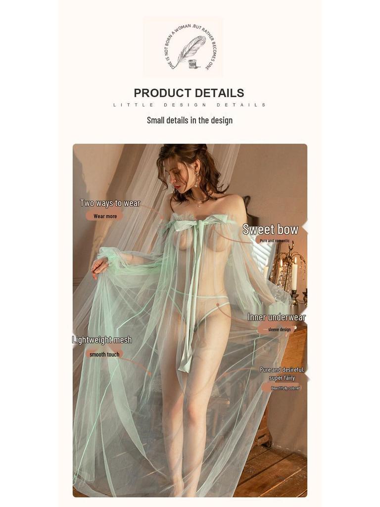 Plus Size Mesh Lingerie Pajamas: Sexy Long Sheer Lace Nightgown