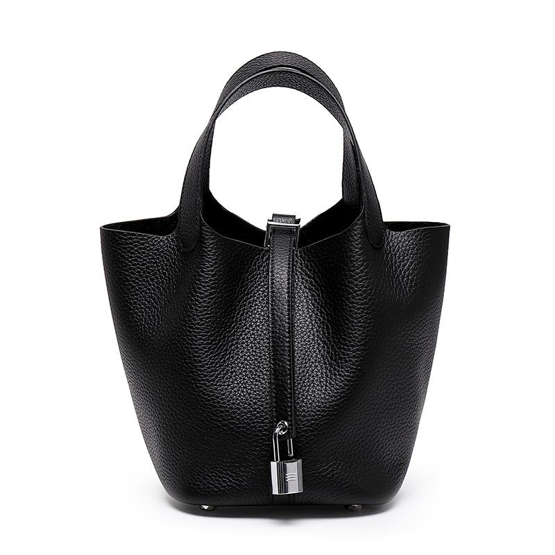 [New] High-quality First-layer Cowhide Niche Vegetable Basket Handbag Female, Genuine Leather Large-capacity High-end Bucket Bag