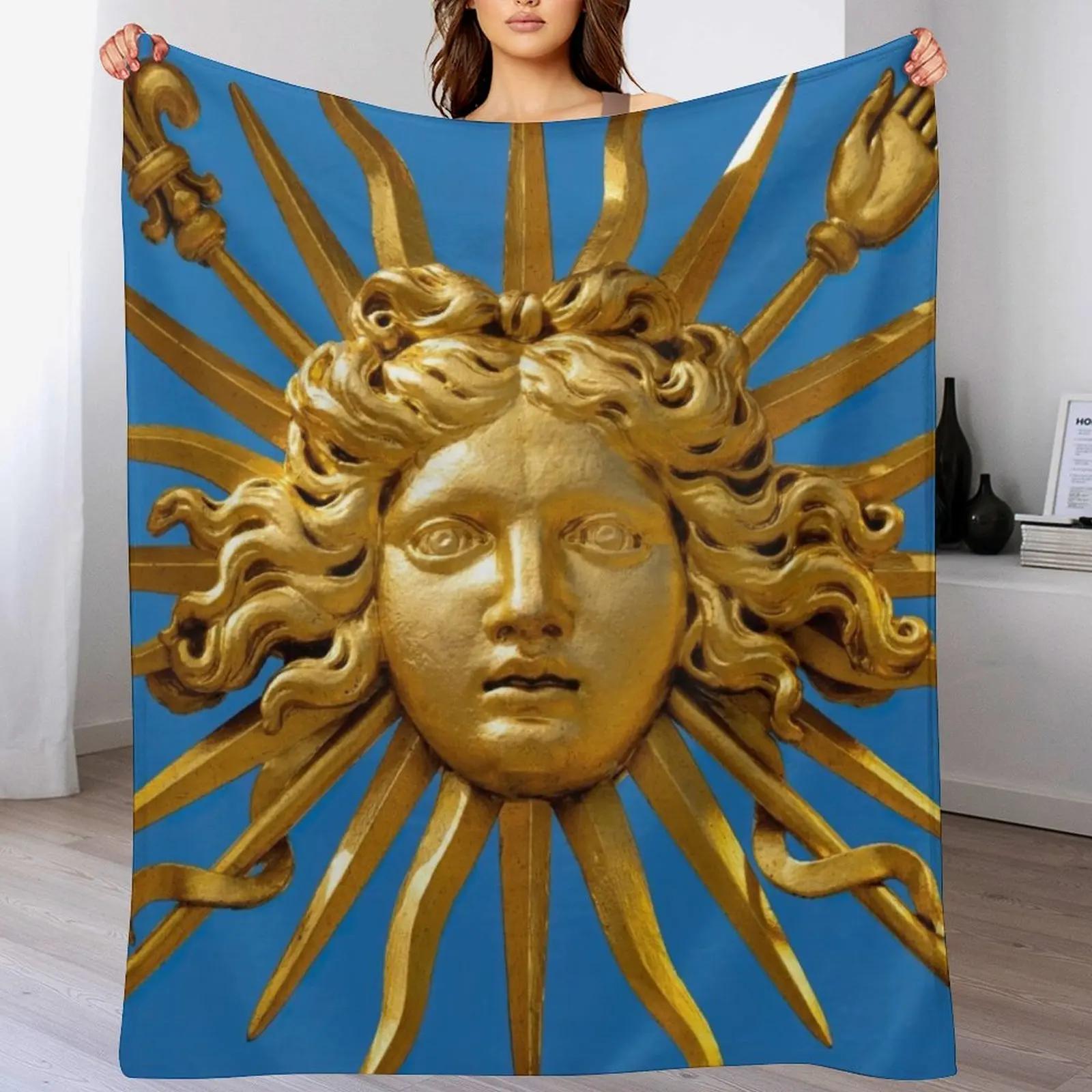 

Symbol of Louis XIV the Sun King Blue Background Throw Blanket Soft Solid Color Blanket for Couch Bed 102x76cm(40x30in)