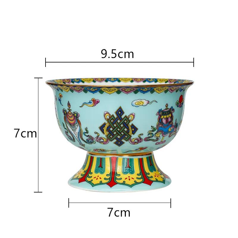 

Китайская керамика Высокая чаша Украшения для зала Будды Домашнее творчество Чаша для хранения закусок Традиционные буддийские принадлежности для поклонения