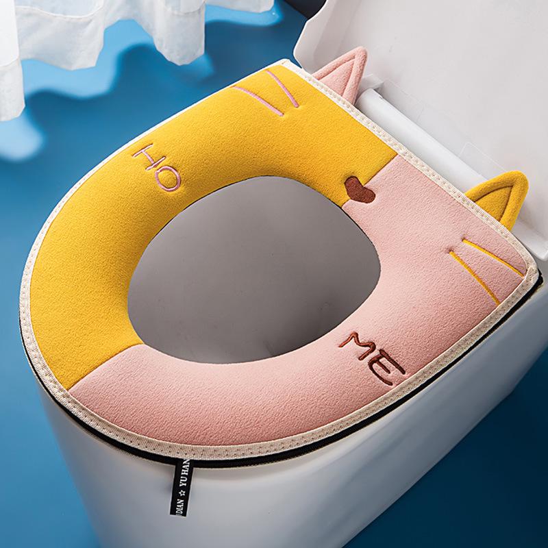 Luminous Toilet Seat Cover Soft Warm Mat Universal Washable Removable Zipper Cover Bathroom Toilet Lid Pad Case Cushion