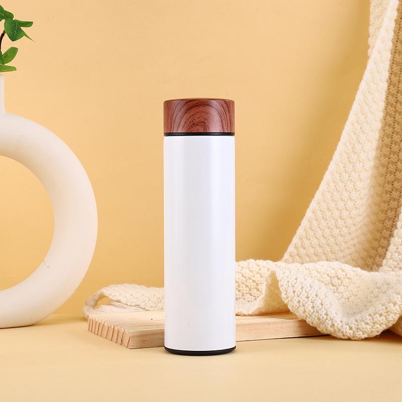 

Простая вакуумная чашка из нержавеющей стали с деревянной крышкой, автомобильная портативная чашка, портативная чашка, мужская чашка для чая, разделение чая 500ml белый