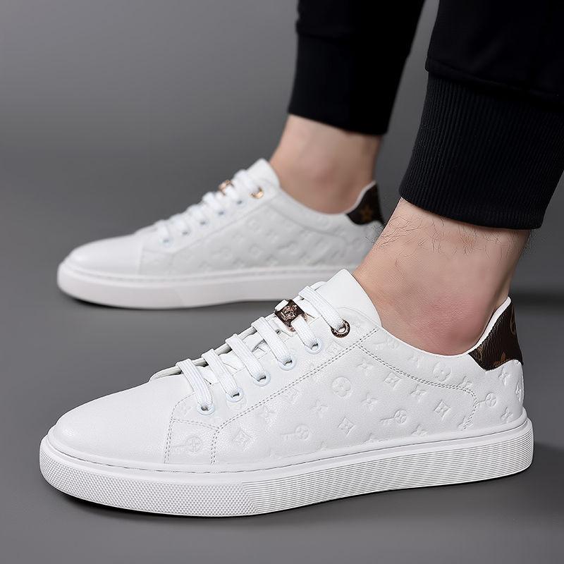 

Men s shoes soft leather little white shoes men s spring and summer new breathable Korean version trendy versatile men s casual board shoes 38