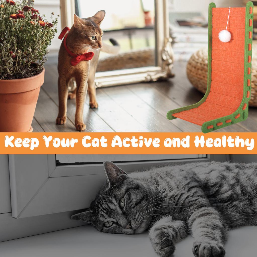 Felt Cloth Cat Scratch Pad L/T Shape Vertical Scratching Board With Interactive Ball Toy Wear-Resistant Pet Claw Sharpening Tool
