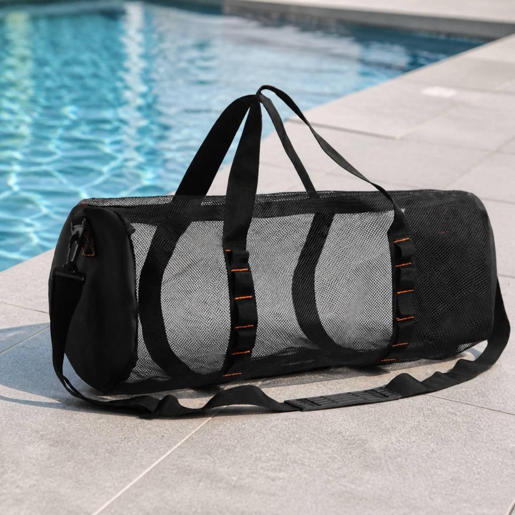 Cylindrical Mesh Swim and Travel Bag Ventilated with Shoulder