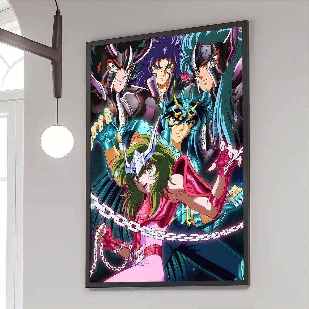 1 Pezzo Poster Saint Seiya Film Poster Adesivi Carta Kraft Retrò Adesivo Fai da Te Stanza Bar Caffè Estetica Arte Pittura Murale