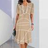 2026 New Fashion Striped Printed Dress Women's Elegant Casual Loose Short-sleeved Dress