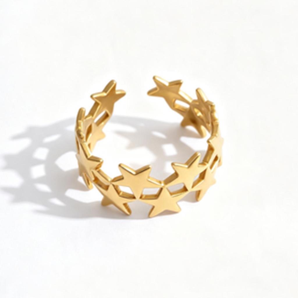 Gold Snake & Star Stainless Steel Adjustable Ring Set (9 Pieces)