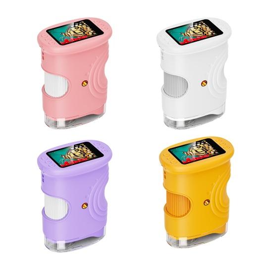 Kids Digital Microscope 1000X Mini Portable Pocket Microscope Camera with 2-Inch IPS Screen Built-in 8 LEDs Educational Magnifying Glass Toy