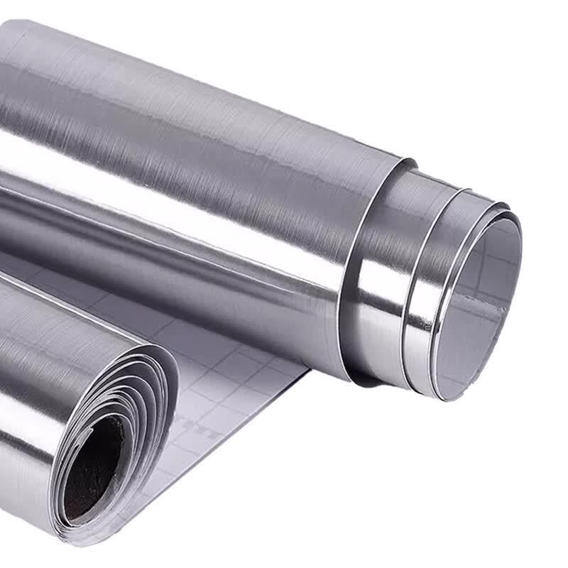 Self-Adhesive Brushed Silver Stainless Steel Effect Film