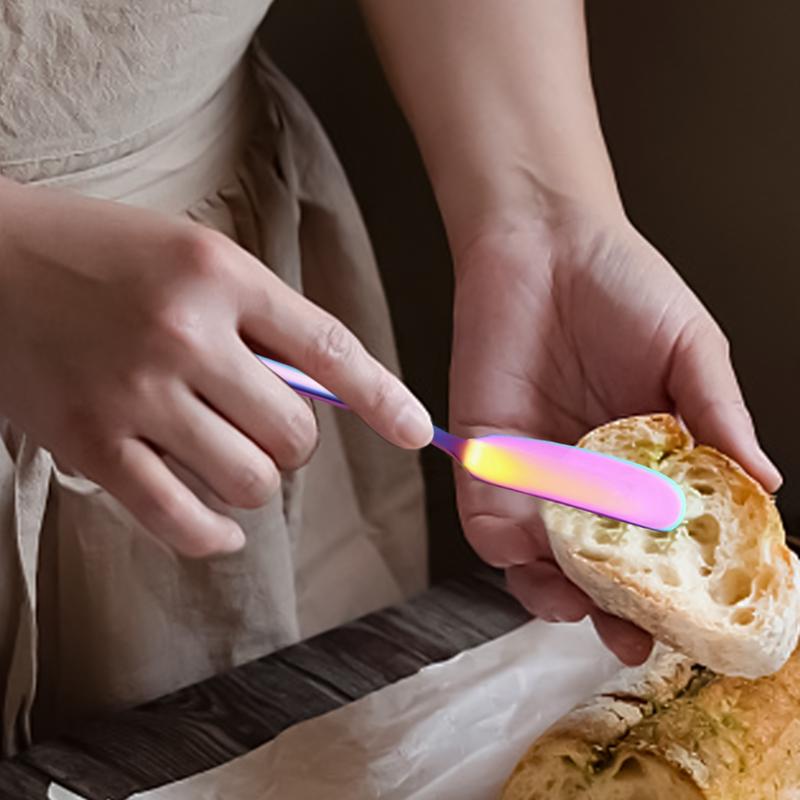 Jar Scraper Stainless Steel Butter Spatula Kitchen Tool Butter Scraper With Long Handle Cheese Curved Scraper Silverware For