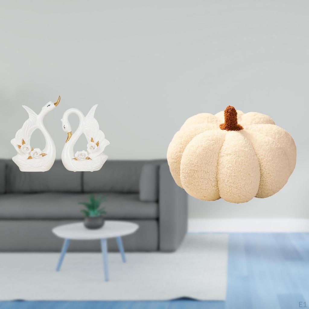 Elegant Swan Pumpkin Ceramic Animal Sculpture Decorative Pillow Ornament for Bookshelf Cabinet Sofa